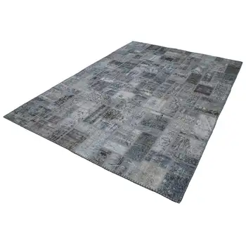 

214x300 Cm Grey Handmade Modern Patchwork Rug-7x10 Ft