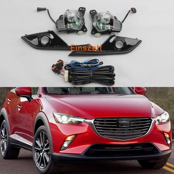 

1set Car Fog Lamp Assembly Kit For Mazda CX-3 2016-on Front Bumper LED Bulb Daytime Running Light Turn Signal Light with Cover