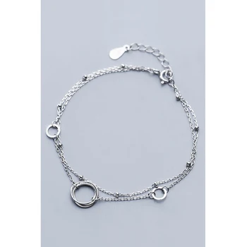 

La Monada 925 Sterling Silver Bracelets For Women Round Circle Double Chain Bracelet Women Fashion Designer Jewelry Luxury Woman