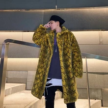 Куртка из змеиной кожи с мехом, утепленная, сохраняющая тепло, с хлопковой подкладкой, Мужская модная меховая куртка, Мужская одежда, Толстая куртка из искусственного меха