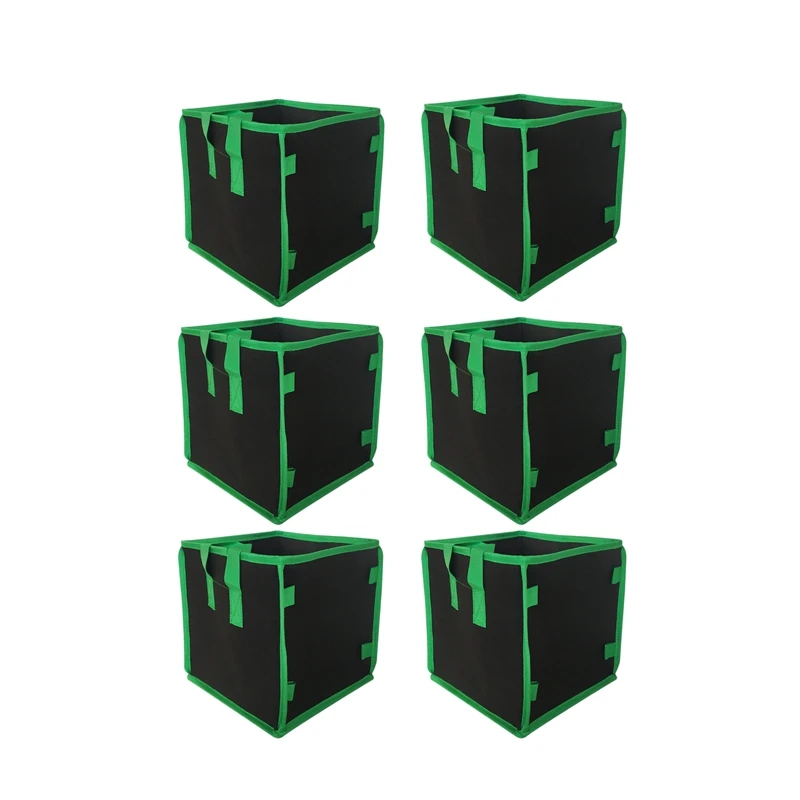 

6Pcs/Set Square Grow Bags Thick Fabric Bags with Handles for Indoor and Outdoor Garden