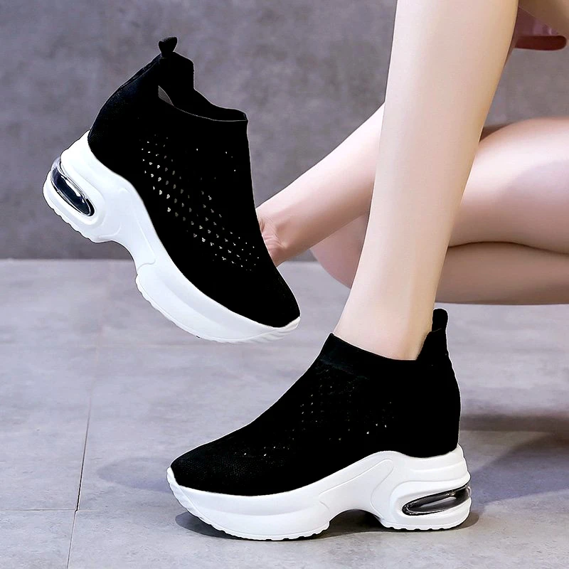 de deporte de calcetín para mujer, zapatos deportivos con cojín de para correr, zapatillas de plataforma de verano, color blanco y negro, 2022|Zapatillas correr| - AliExpress
