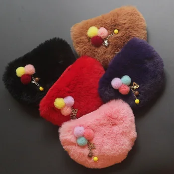 

Faux Fur Ball Girl Coin Purse Children's Wallet Small Change Purse Kid Bag Money Holder Kid Handbag Portemonnee