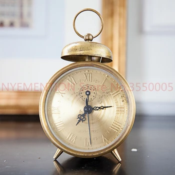 

Copper Clockwork Metal Machinery Alarm Clock 3 Inches Metal Double Bell European Retro High-end Classic Mechanical Service 5pcs