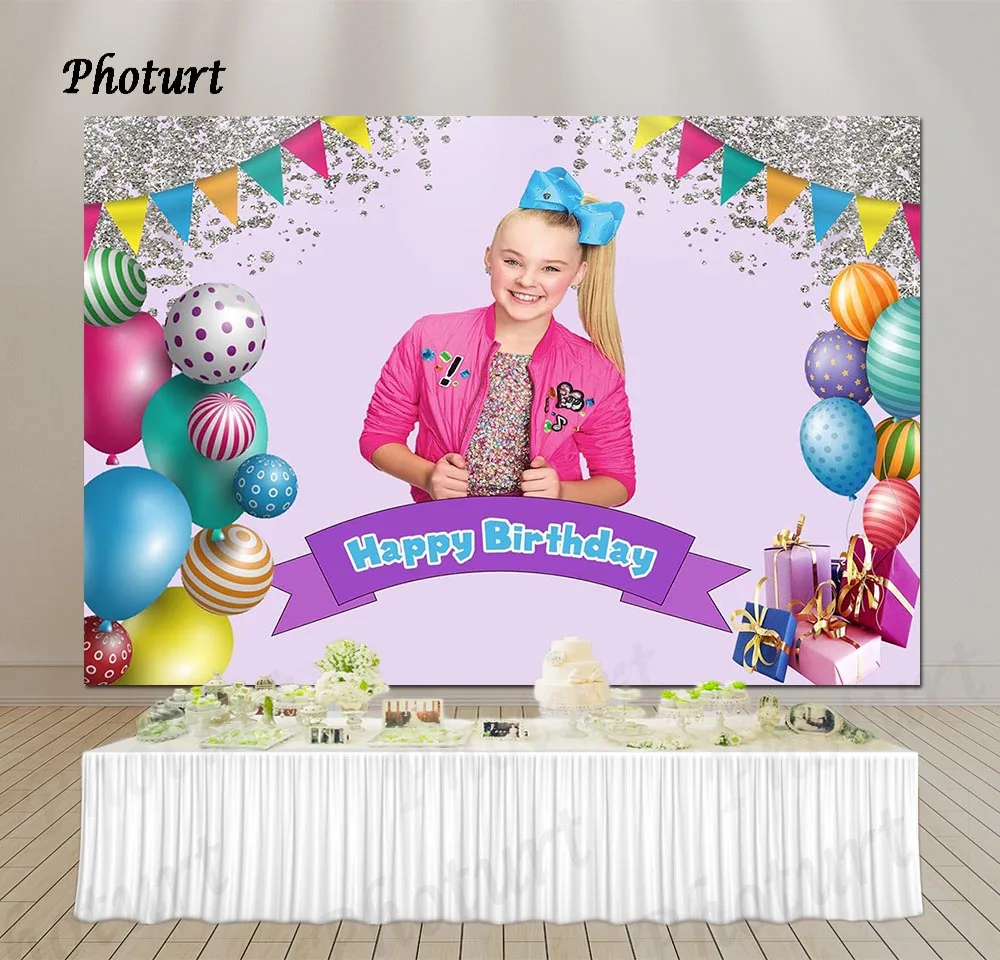 Фотофон JOJO-Siwa фотография фон для дня рождения девочек красочный блестящий шар