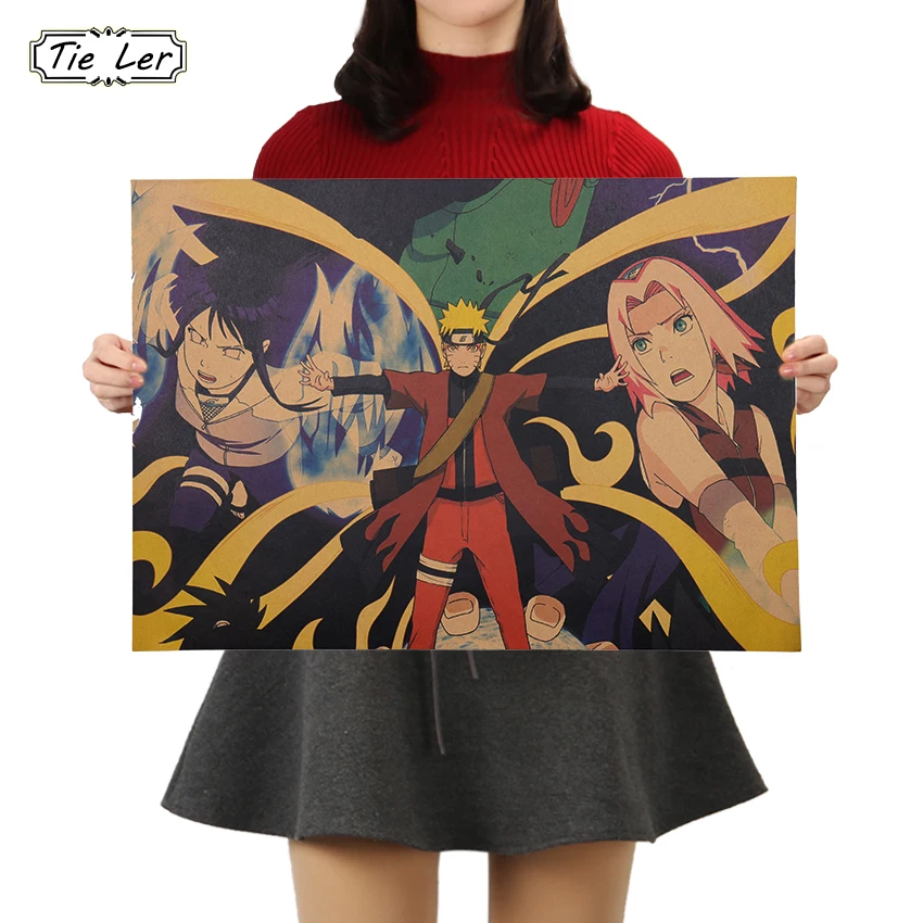 Винтажный мультяшный аниме постер TIE LER Naruto Bar декор для детской комнаты комиксы