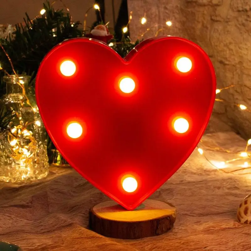 Heart Marquee Light Decor LED Night Battery Operated Table Lamp for Party Kids Bedroom Lighting Christmas Gift | Лампы и освещение