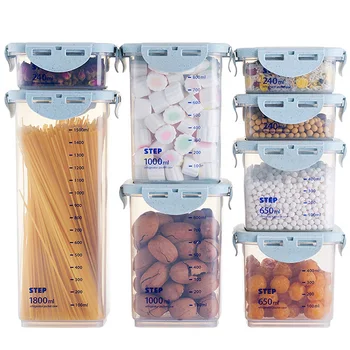 

8Pcs Grain Spice Box Kitchen Food Storage Containers Refrigerator Organizer Box Plastic Storage Box