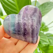 

Natural colorful fluorite heart energy gem Reiki healing gift180-200g