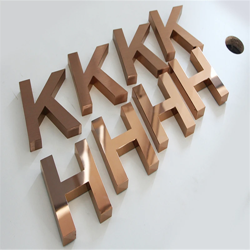 Custom made Outdoor rose gold color metal letters, rose gold