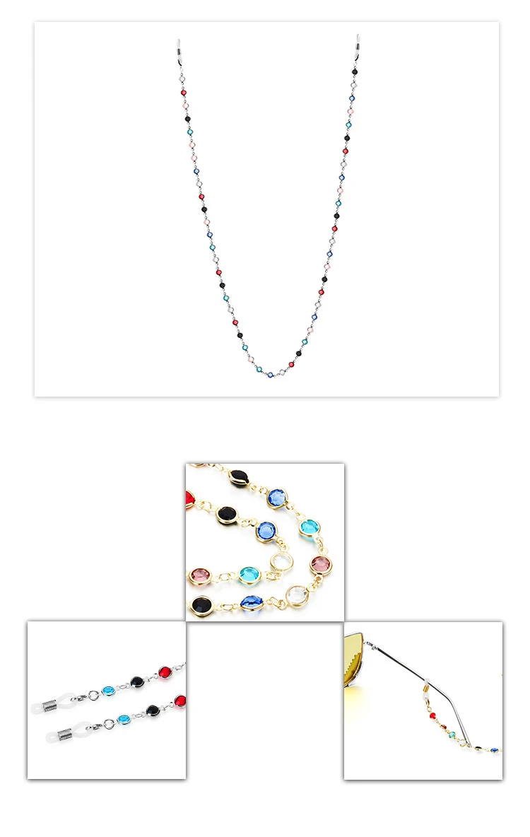 Бусы со стразами из нержавеющей стали 70 см, держатель для очков, ремешок на цепочке, ремешок для женщин, солнцезащитные очки для чтения