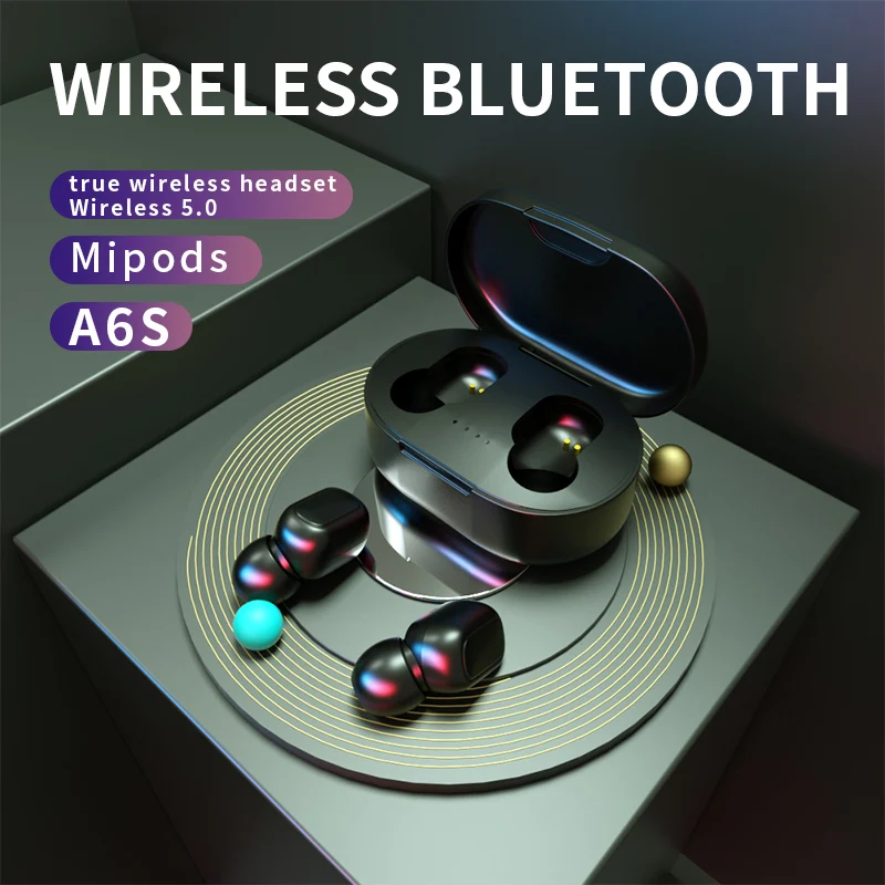 A6S TWS Bluetooth 5 0 Earphone Noise Cancelling with mic HD sound fone Headset Handsfree Earbuds for Xiaomi Redmi Airdots