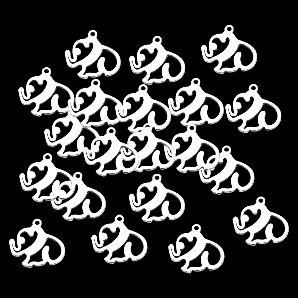 20x Stainless Steel Tiny Elephant Charm Pendant Necklace Bracelet Earrings