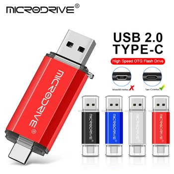 Metal Type C USB flash drive OTG  64 GB 32 GB 16 GB 8 GB 128GB pendrive external storage Micro memory Stick type-C free shippin