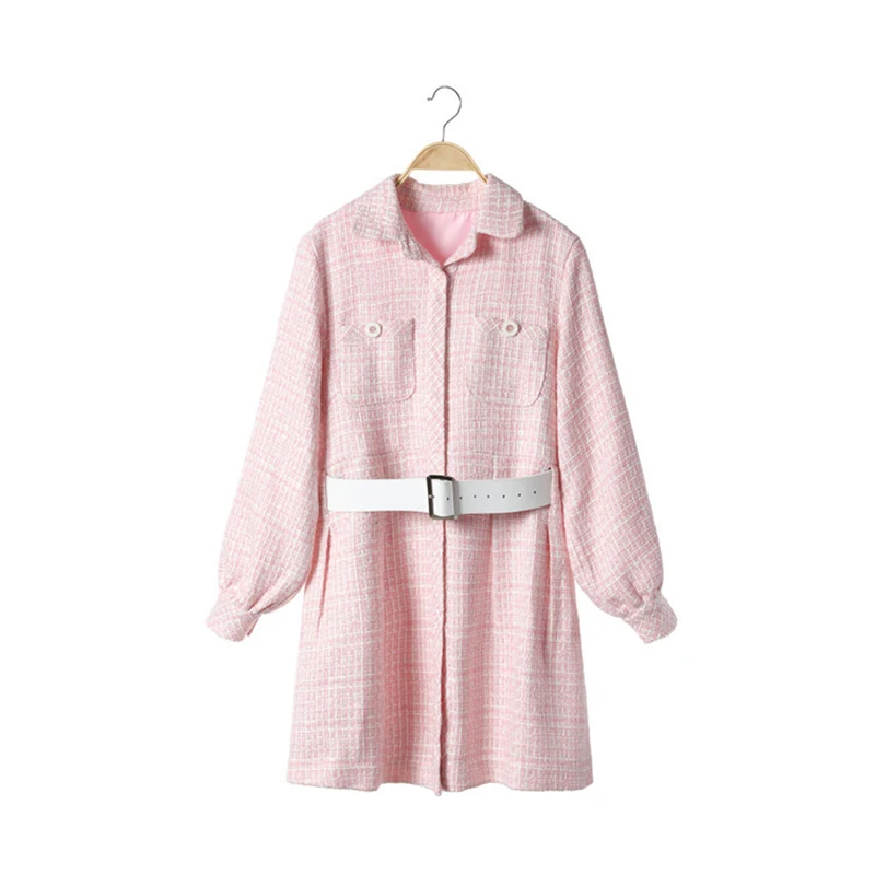 [MENKAY]autumn new Elegant Slim Women's Coat Single Breasted Belted Jackets Coats top quality Outerwear