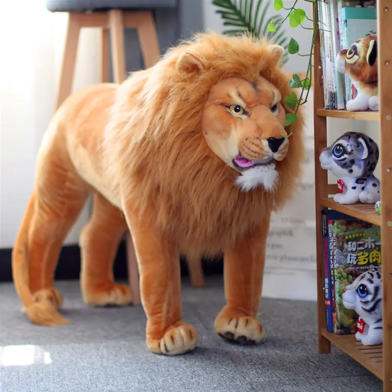 Новое качество, имитация льва, король, животные, плюшевая игрушка, гигантские животные, Лев, игрушка для детей, рождественский подарок, украшение для дома 110 см - Цвет: Brown