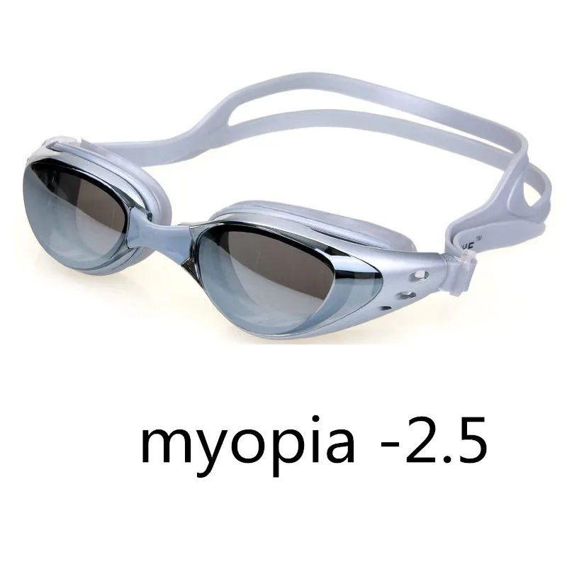 Sliver myopia 250 200-600 очки для плавания для близорукости, анти-туман, УФ очки для плавания, профессиональные силиконовые очки для близорукости, мужские и женские диоптрийные спортивные очки, Новинка - Цвет: Sliver myopia 250