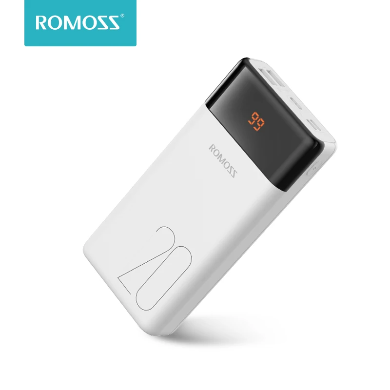 Внешний аккумулятор ROMOSS LT20PS с 2 мя USB портами и светодиодным дисплеем 20000