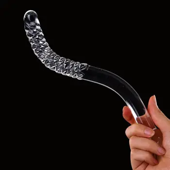 Big Long Double Bead Crystal Glass Dildo Fake Penis Anal Butt Plug Vagina Clit 6