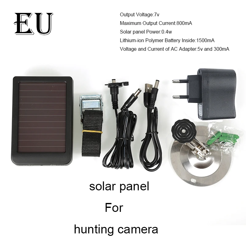 Skatolly охотничья камера HC300M HC700G 2/3G GSM 1080P фото ловушки инфракрасного ночного видения дикая тропа камеры Скаутинг Chasse - Цвет: Solar Panel for EU