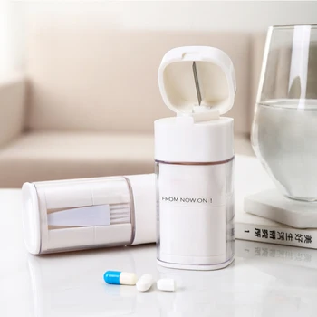 

New Cutter Pill Box Pill Cutter Box Portable Convenient Storage Box Tablet Cutter Splitter Medicine Pill Holder Pills Abrader