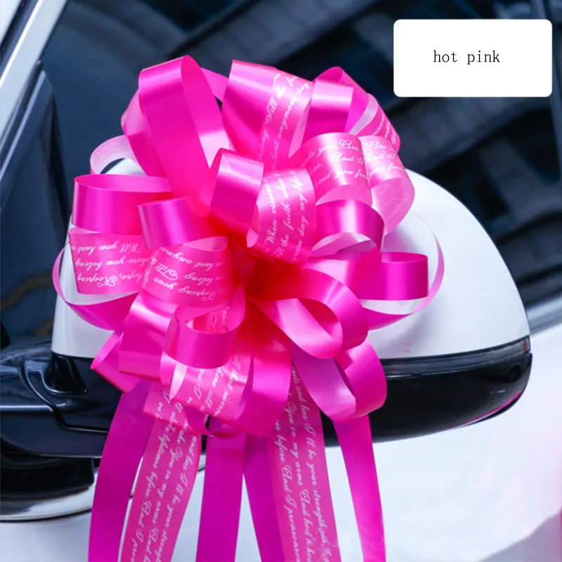 hot pink 10 искусственных цветов, украшение для свадебного автомобиля, цветная лента, бант, сделай сам, украшение, Подарочная коробка, упаковка, подарочная лента, открытый диаметр 20 см - Цвет: hot pink