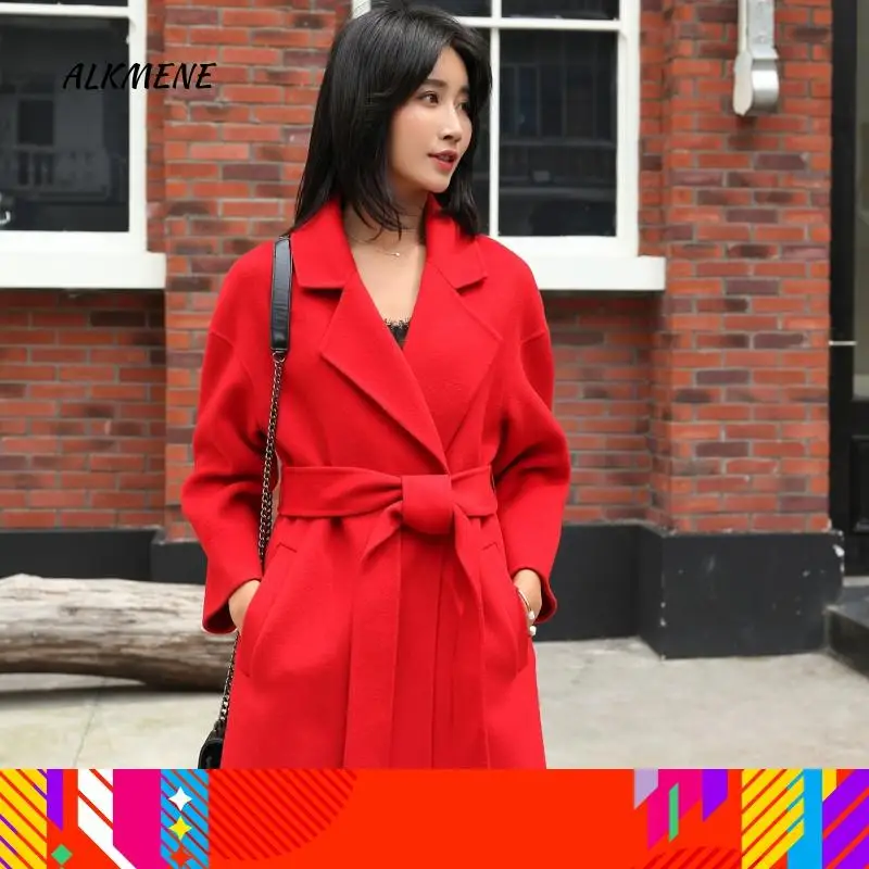 Женское пальто из 100% кашемира ALKMENE2019 осенне-зимнее Новое тонкое модное длинное с