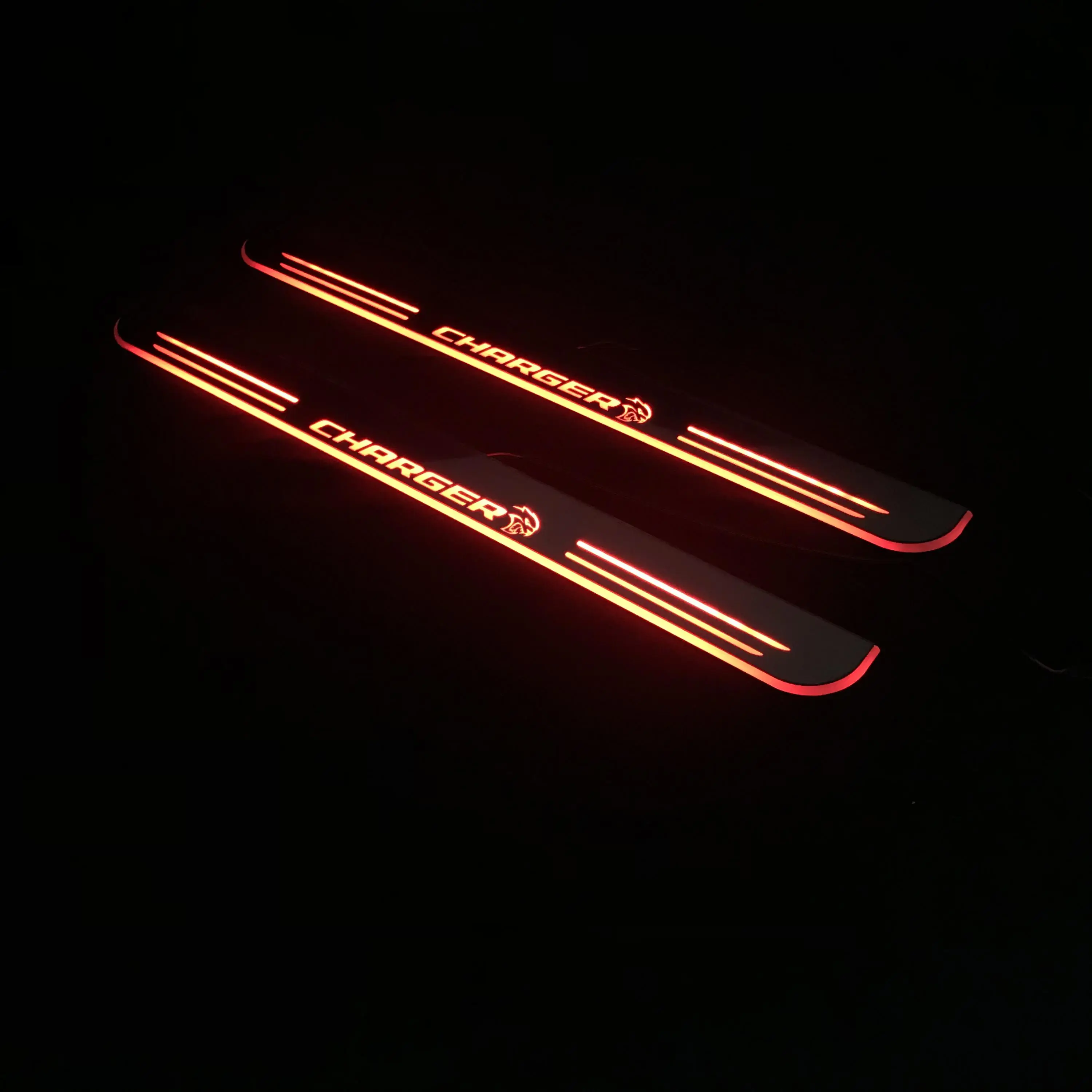 Osmrk led движущаяся дверная Накладка для dodge charger dynamic дверной порог пластина плоская подкладка Наложение плавный/фиксированный светильник, 2 шт