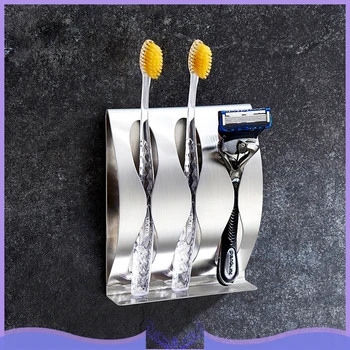 

Bathroom Stainless Steel Toothbrush Holder Bathroom Accessories Spin Brush Suction Holder Wall Hang Stand Storage Rack
