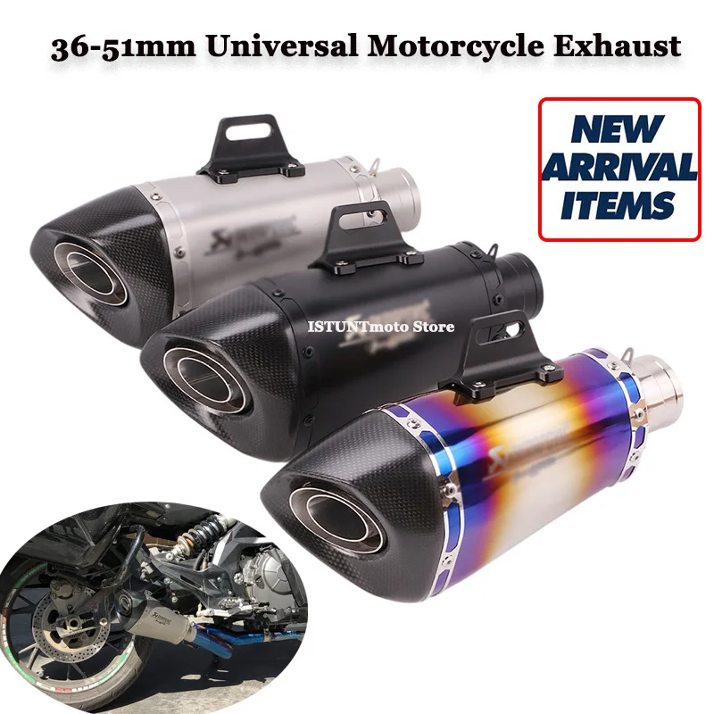 

300mm Length Akrapovic Universal Motorcycle Exhaust escape moto Muffler Carbon Fiber with DB Killer For CBR1000 R6 Z900 GSX750R
