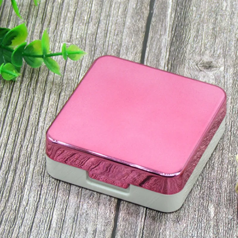 Colored Contact Lens Case With Mirror Simple Double Storage Box Travel Kit Box Contact Lens Container Plating mirror
