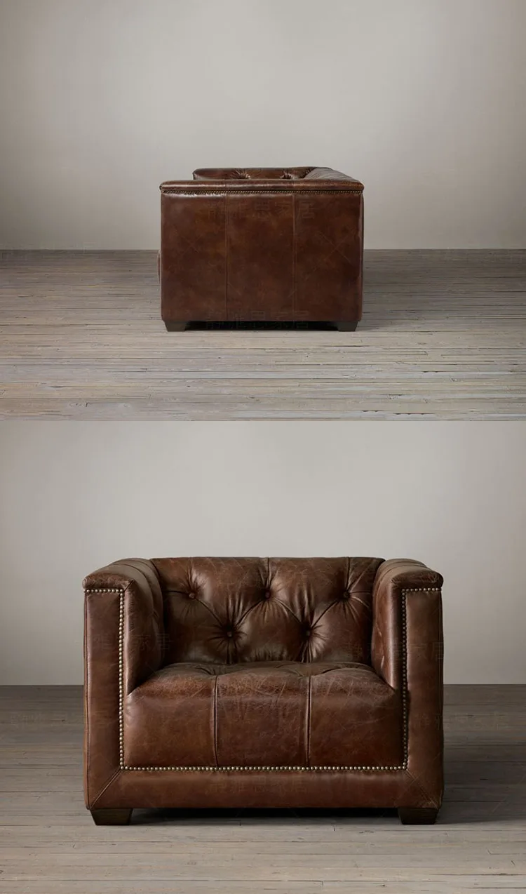living room Sofa set диван мебель кровать muebles de sala chesterfield oil wax real genuine leather sofa cama puff asiento sala