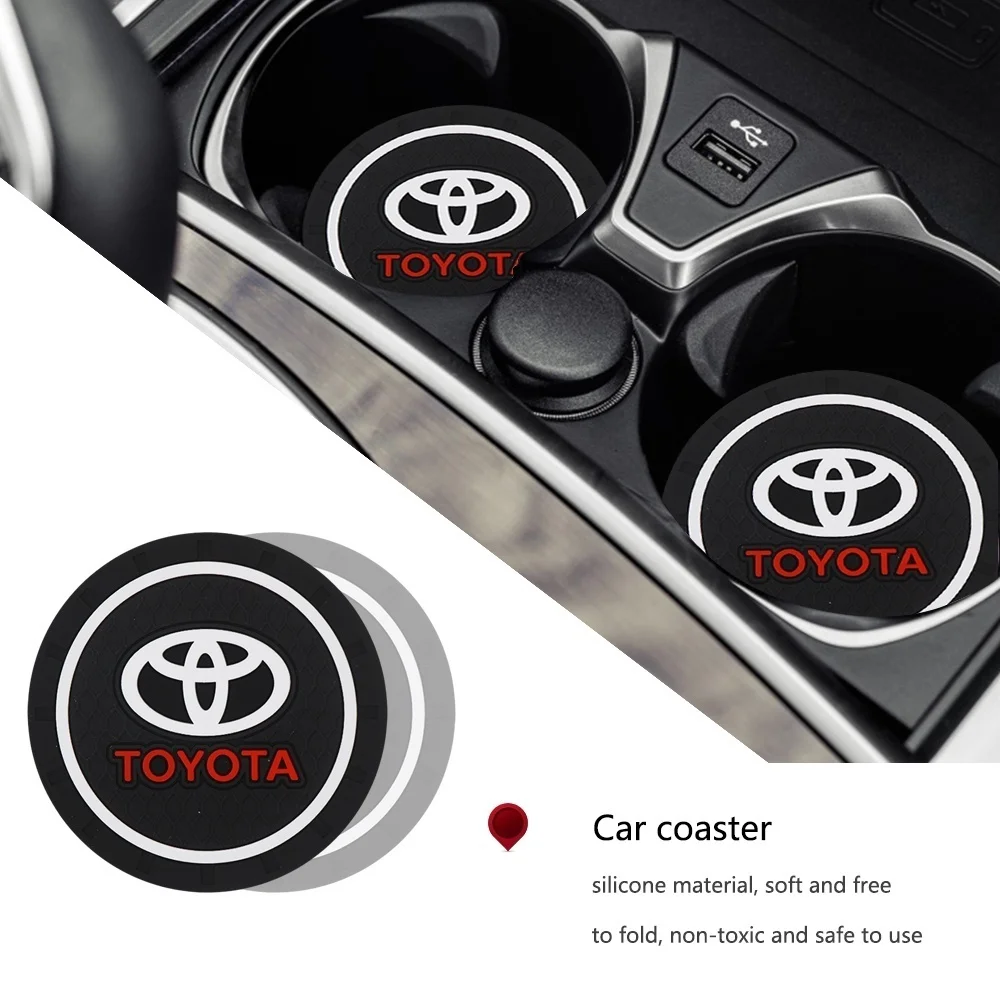 

2pcs Fashion Car Coaster Silicone Epoxy Coaster Car Decoration For Toyota RAV4 Avensis Yaris Levin Reiz Crown Vios Sienna Alphar