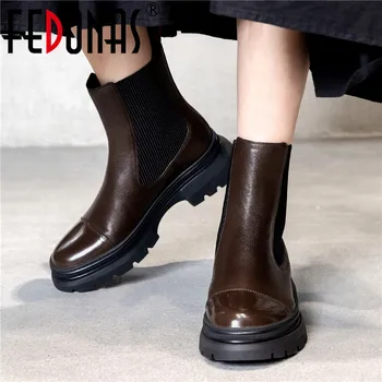 

FEDONAS Shoes Woman 2020 New Fashion Autumn Winter Women Genuine Leather Concise Ankle Boots Genuine Leather Motorcycle Boots