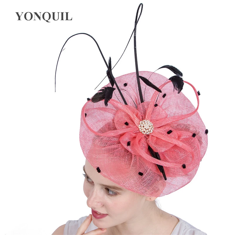 prioriteit insect hoogte Top Quality Sinamay Royal Ascot Derby Big Pink Fascinator Hat Women Party  Wedding Hair Accassories With Ostrich Quill Hat Syf138 - Hair Claw -  AliExpress