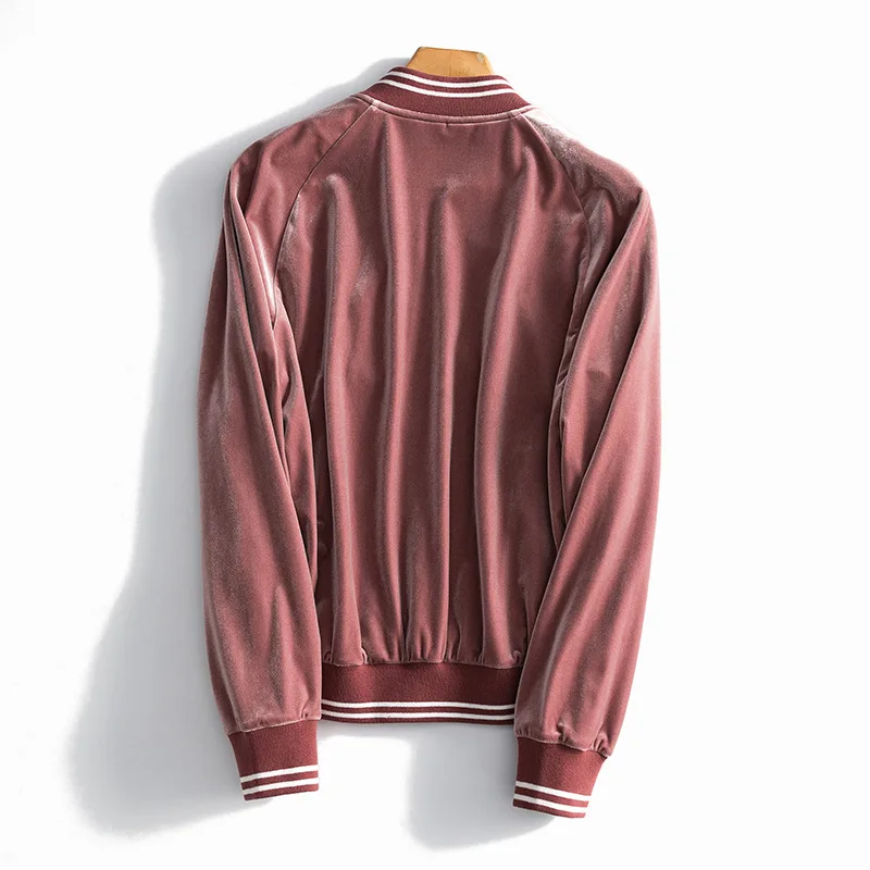 

2018 New Style Hipster Velvet Blouses Casual Jacket Baseball Uniform Coat Women's Spring And Autumn Slim Fit Short Cardigan