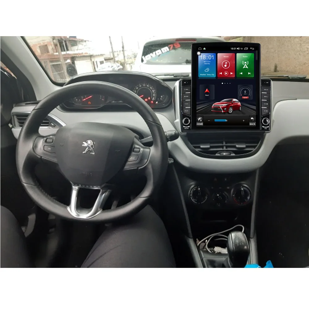 HARBERIDE Android 8.1 Stéréo De Voiture Autoradio 9 Pouces Écran Tactile pour Peugeot 2008 208 2014-2018 Intégré Wi-FI Bluetooth Contrôle du Volant Miroir Lien Soutien Vue Arrière Caméra