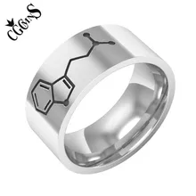 Silver Color DMT Biomolecules Symbol Ring Chemical Molecular Structure Stianless Steel Rings For Student and Research Scholar