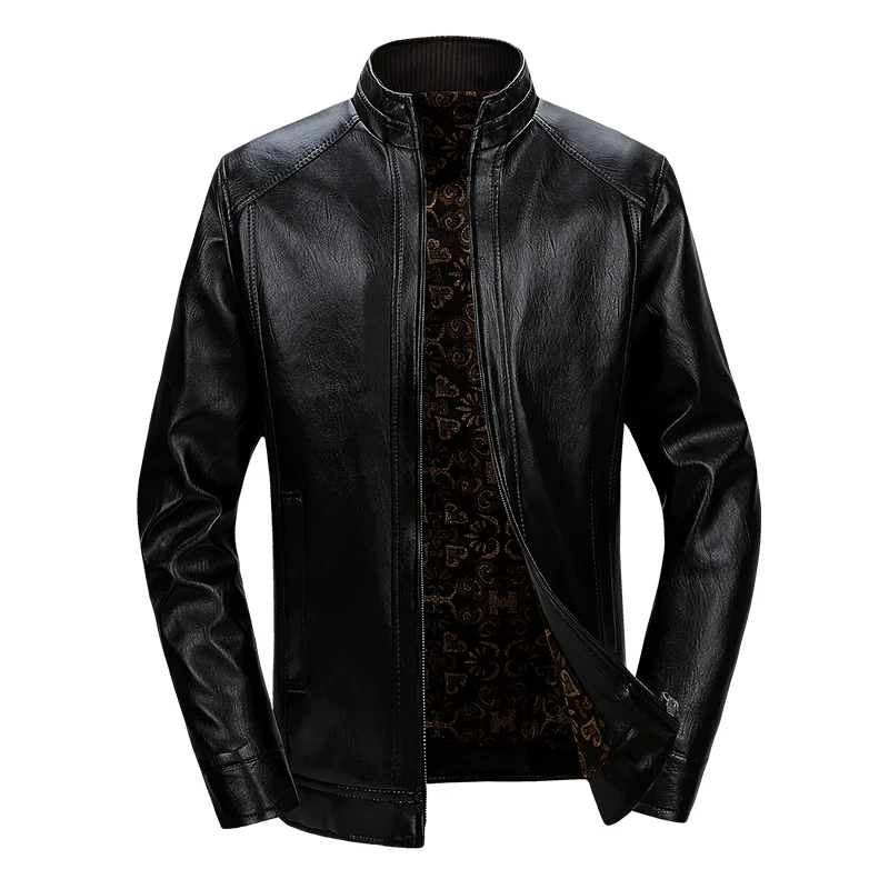 Кожаная мужская куртка, брендовая Высококачественная верхняя одежда из искусственной кожи, мужская деловая зимняя Ветровка из искусственного меха, мужская флисовая куртка 4XL