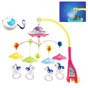 

Baby Crib Musical Mobile Toy Rotating Mobile Bed Bell Electric Music Projector Remote Control Musical Box Newborn Baby Rattles