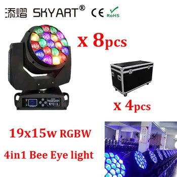 

Disco Beam 19x15W Bee Eye Moving Head Light Zoom Stage Lighting DJ Equipment Dmx Control RGBW Colors LED Wash For Wedding Party