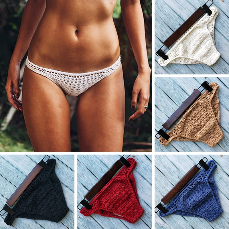 Have Lining Bikini Bottoms Plus Size 2020 Women Sexy Crochet Thong Bikini Swimwear Handmade Swimsuit Knitting Shorts