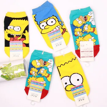 

Summer Women Men Unisex Socks Cartoon Funny Cotton Short Ankle Socks Simpsons Socks Cute Kawaii Sox Funny Happy Sock Kawaii
