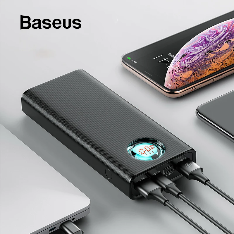 Baseus внешний аккумулятор 20000 мАч для iPhone Xiaomi Mi huawei type C PD Быстрая зарядка+ быстрая зарядка 3,0 USB внешний аккумулятор