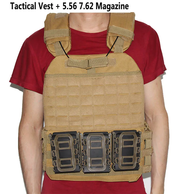 Tactical Molle Vest with 5.56 7.62mm Magazine Pouch Body Armor Plate Carrier Chest Rigs Hunting CS Military Protective | Спорт и