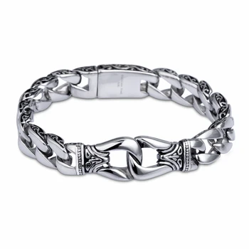 

316 Stainless Steel Handcuff Bracelets For Men 22cm High Quality Punk Link Chain Wrist Bangles Homme Jewelry