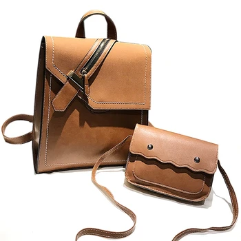 

Pu Leather Backpack Female Fashion School Backpack Girl Backpack Brown Retro Backpack