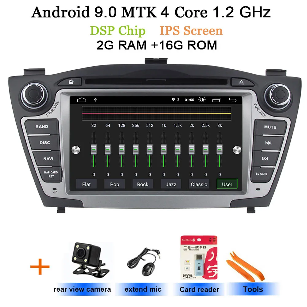 Android 9,0 hyundai IX35 TUCSON 2009- автомобильный Радио Мультимедиа Видео dvd-плеер навигация gps с DSP ips 5 USB быстрая зарядка - Цвет: MTK Rear cam