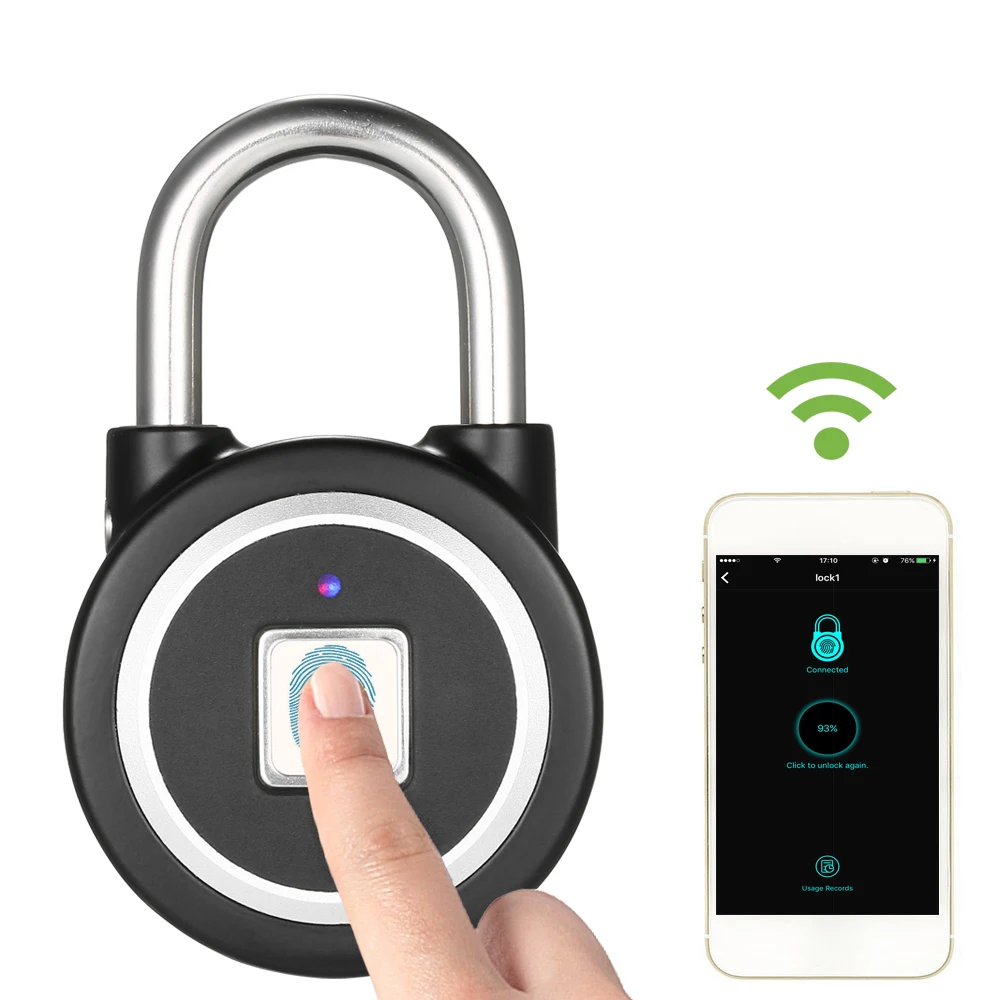 

Smart Keyless Door Lock Bluetooth Wireless APP Unlock Fingerprint Lock Security Padlock Luggage Case Lock for Android iOS