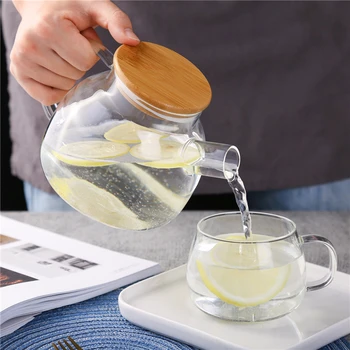 

1L/1.8L Big Transparent Borosilicate Glass Teapot Heat-Resistant Large Clear Tea Pot Flower Tea Set Puer Kettle Office Home Tool